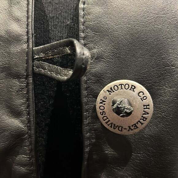 Harley Davidson Button Front Leather Vest with Cinch Waist & Pockets-M - Picture 14 of 15